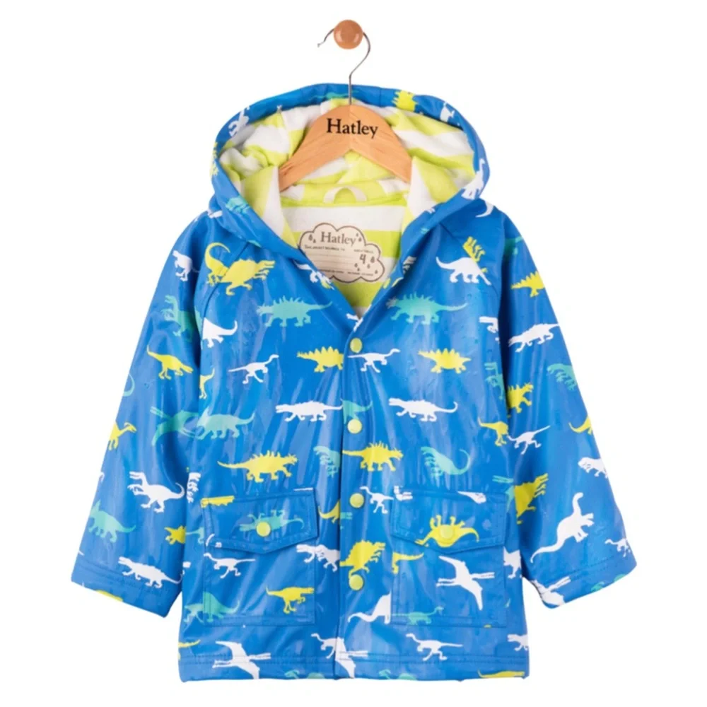 HATLEY • Color Changing Dinosaur Ménagerie Raincoat Hooded Jacket - Picture 1 of 6